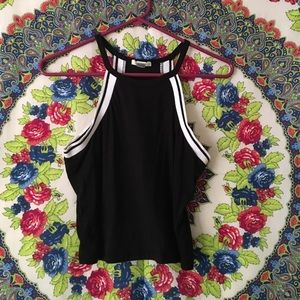 Black high neck crop top