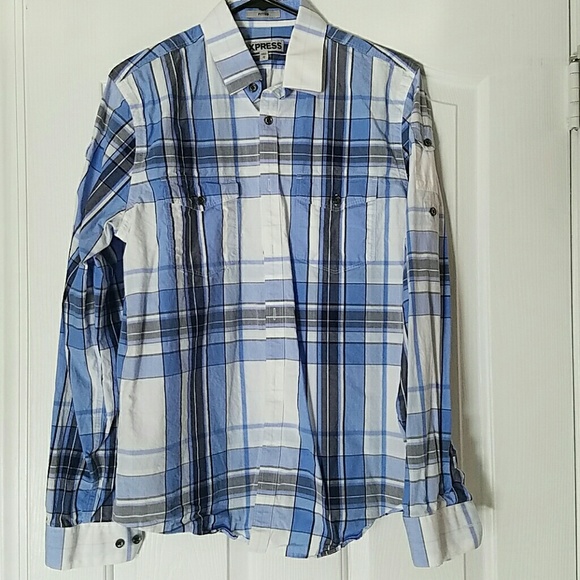 Express button down fitted dress shirt