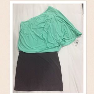 Jessica Simpson Grey/Seafoam OneShoulder  DressXS