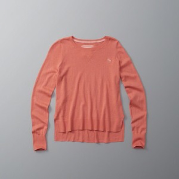 Abercrombie split hem crew neck sweater in coral - Picture 2 of 2