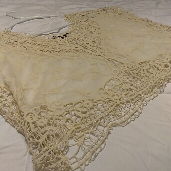 Cream colored, lace crop top