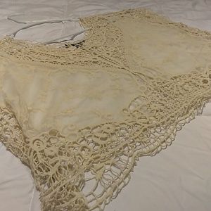 Cream colored, lace crop top