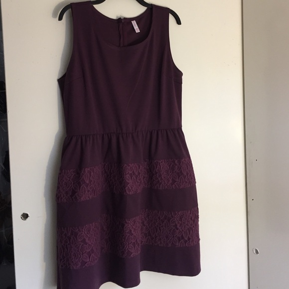 Purple knit lace detail dress
