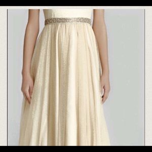 Aiden mattox metallic beaded waist ball gown
