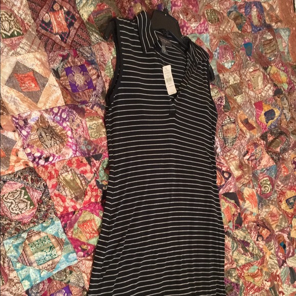 Banana Republic Collared Dress Black Stripes Sz M