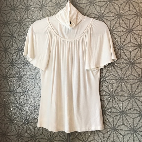 Ivory Turtleneck Short Sleeve Top