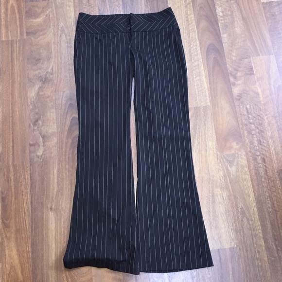 Bebe dark brown flare dress pants w/gold pinstripe - Picture 1 of 3