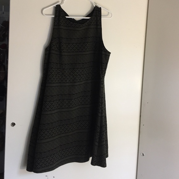 Olive and black fit and flare dress