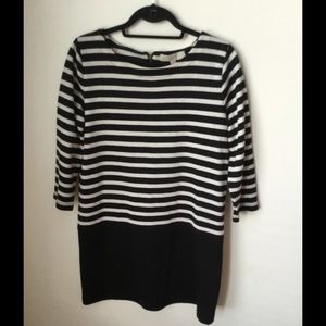 Ann Taylor Loft black stripe dress.