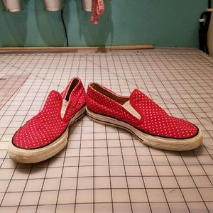 Converse One Star red polka dot slip ons