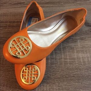 Audrey Brooke Orange 'Kristin' Ballet Flats