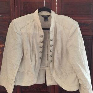 Linen jacket. Neutral color-grayish tan.