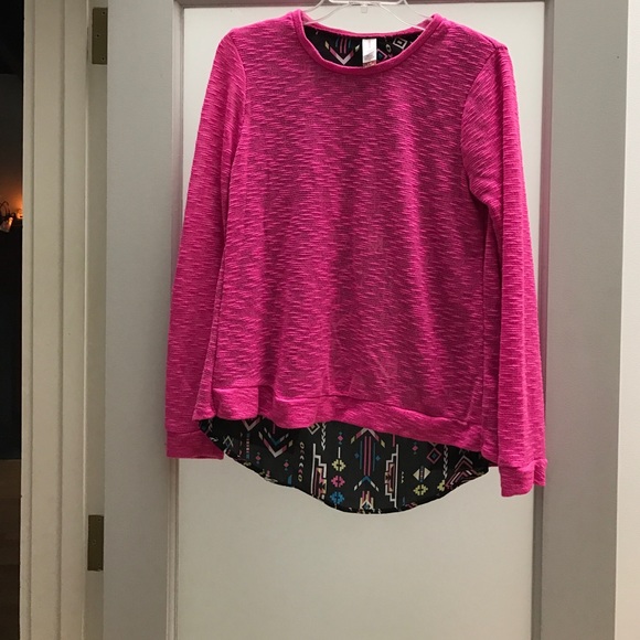 No Boundaries hi low sweater with contrast inset
