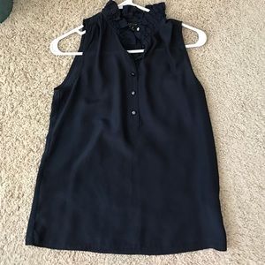 Navy ruffle color top from J Crew