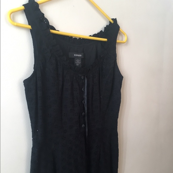 Black Embroidered Express Dress 5/6 Cotton Ruffle