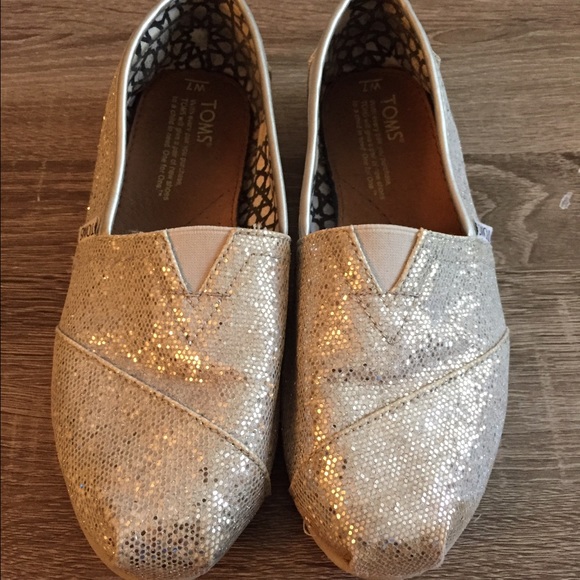 Women's Classic Silver Glitter TOMS Shoes