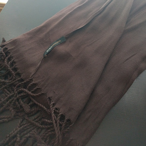 BCBGMaxAzria Chocolate Brown scarf with fringe - Picture 1 of 2
