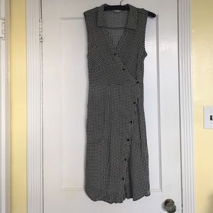 B&W gingham check wrap dress