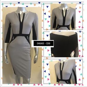 Black & Gray Fitted Dress
