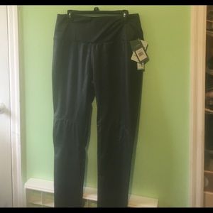 black faux leather pants and jean shirt