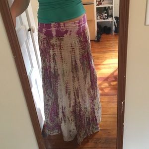 White/Purple Flowing Cotton Skirt