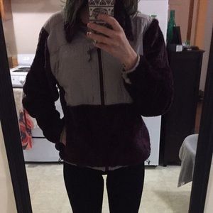 North Face Denali Purple/Grey Fuzzy zip up jacket