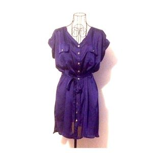 Gorgeous Purple Silky Shirt Dress
