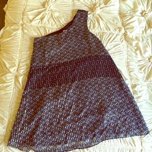 Anthropologie one shoulder printed dress