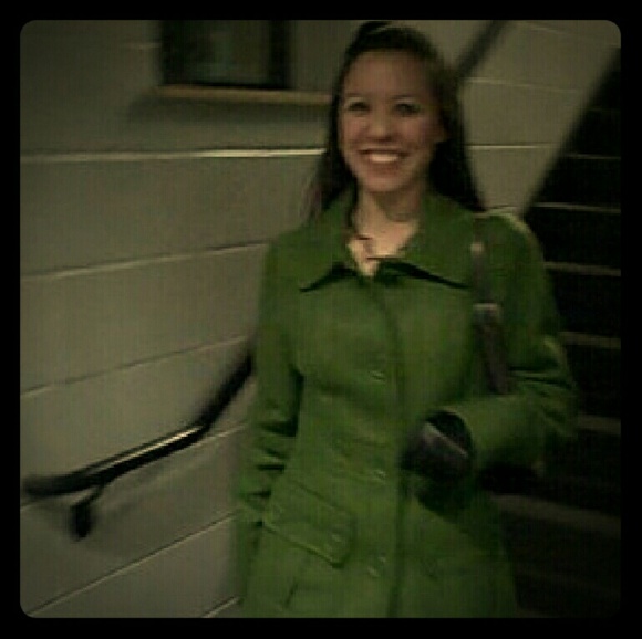 Olive Green Fitted Wool Blend Walking Coat