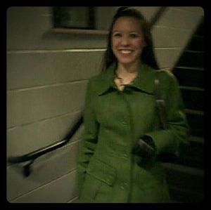 Olive Green Fitted Wool Blend Walking Coat