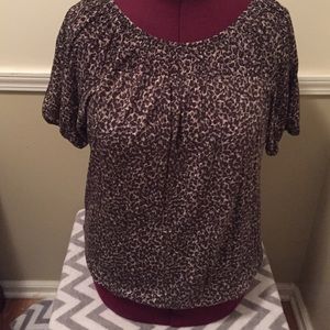 LOFT animal print bubble hem top