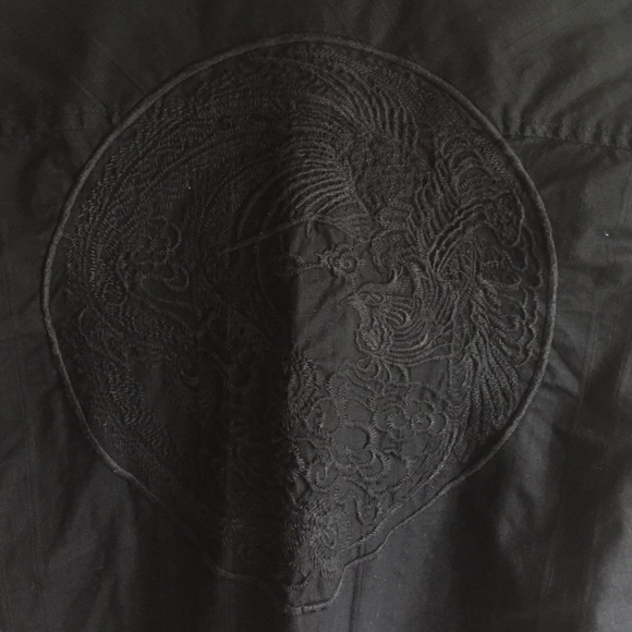 Black Guess Mens Embroidered Long Sleeve