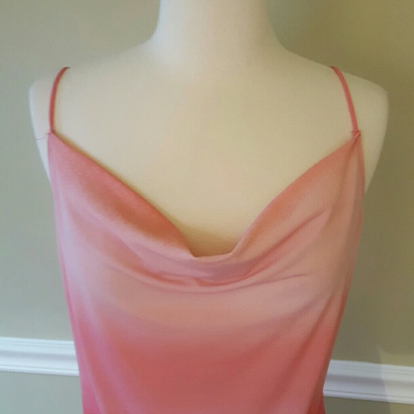 Asymmetrical  Spaghetti strap coral color tank - Picture 2 of 4
