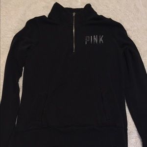 Black crew neck, half zip sweatshirt