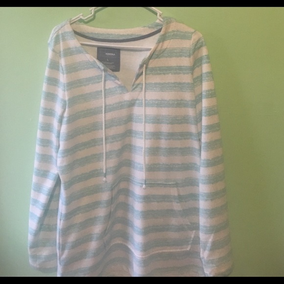 black and mint horizontal striped hoodie