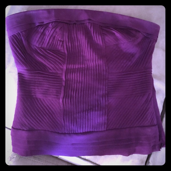 Purple pleated strapless top