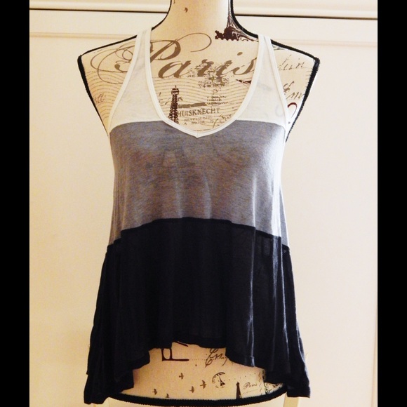 Splendid Tops - White, Gray, and Black Striped Soft Tank Top Sz S Splendid Tops - White, Gray, and Black Striped Soft Tank Top Sz S