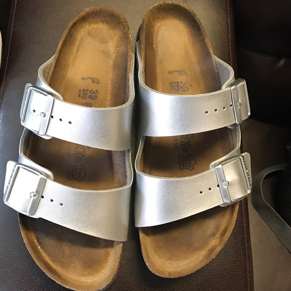 Birkenstock Silver Sandals Price Is Firm!