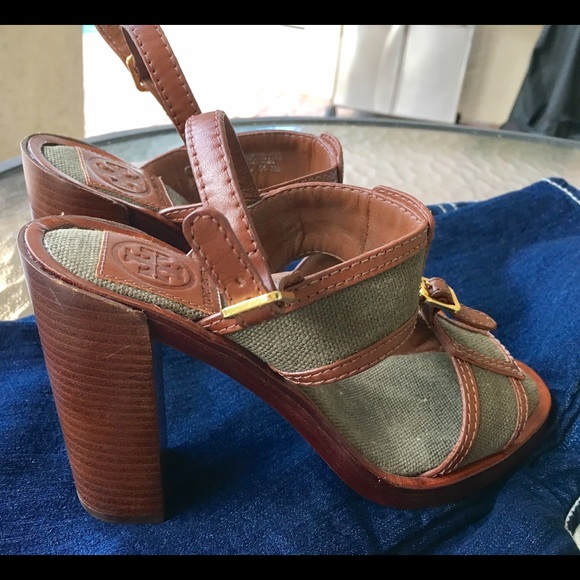 Military Trend -Tory Burch olive Chunky Heels - Picture 2 of 3