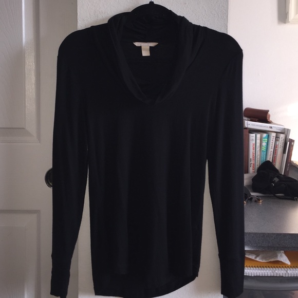 Black long-sleeve mock neck blouse-banana republic