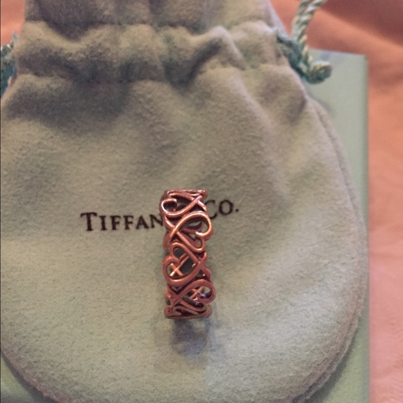 Tiffany sterling silver love hearts ring.