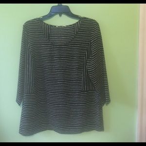 black and white striped top