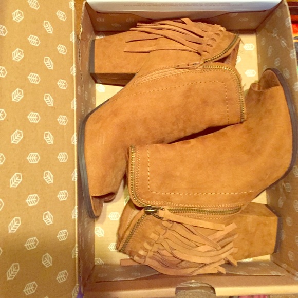 Call It Spring Shoes - Peep toe fringe booties