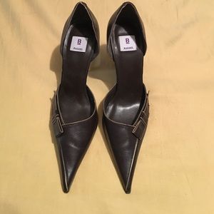 Brown with tan accent high heels