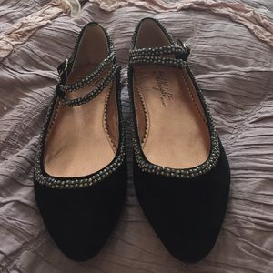 Black Velvet Beaded Mary Janes