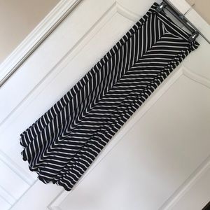 Black & White Striped Maxi Skirt