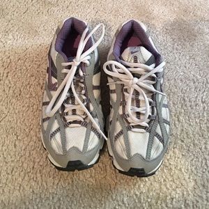 Gray Nike Sneakers with purple accent