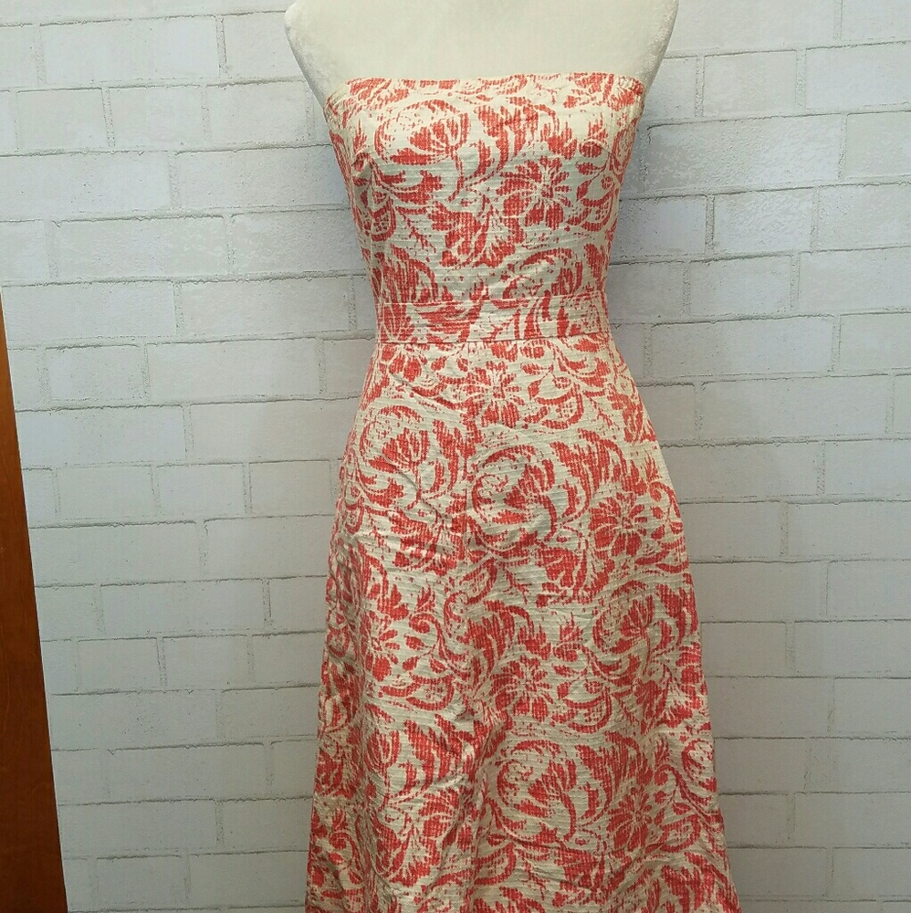 J. Crew Strapless dress with pumpkin print