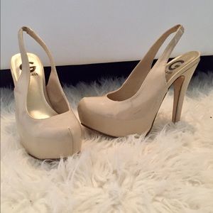 Nude Slingback platform pumps by Guess