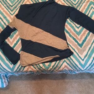 long sleeve navy and gray shirt
